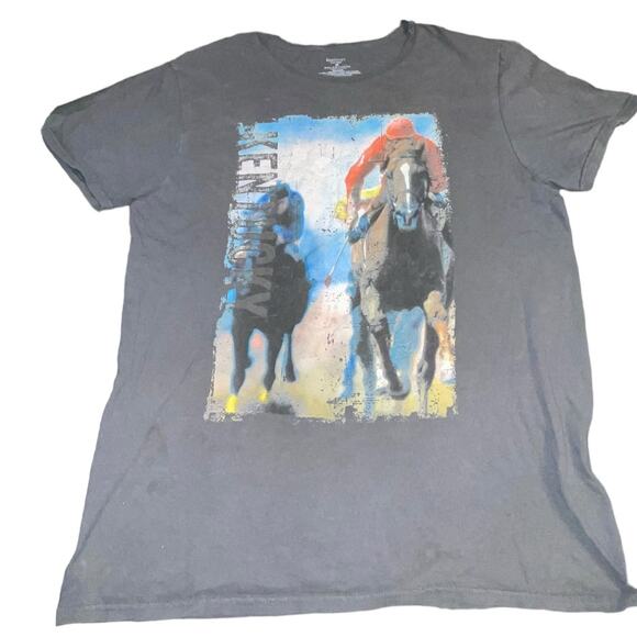 Kentucky Derby T-Shirt Mens Sz Medium Horse Racing Gray Festival Mint Julep - Picture 1 of 6
